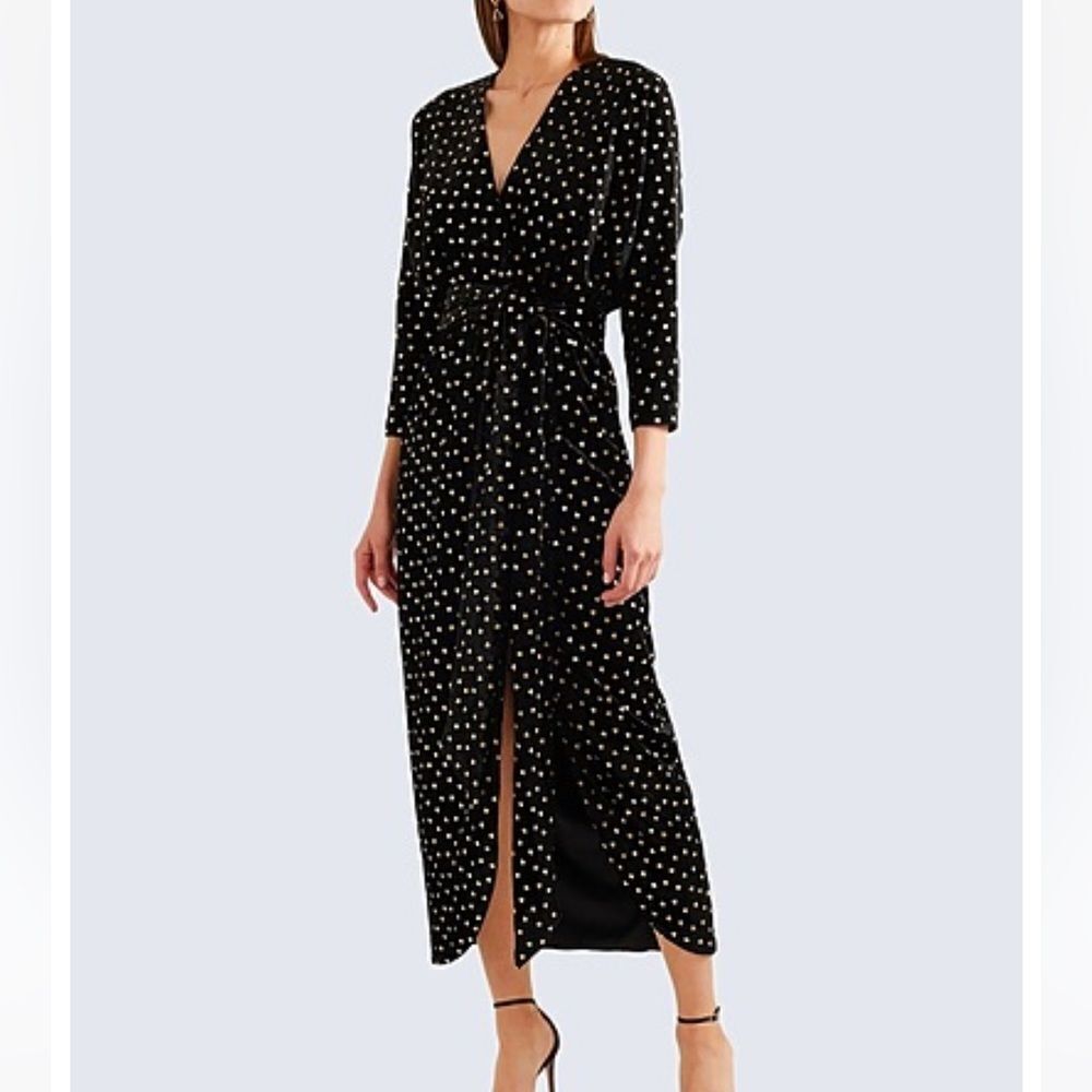 Monique Lhuillier Wrap-Effect Dress with Gold Hearts